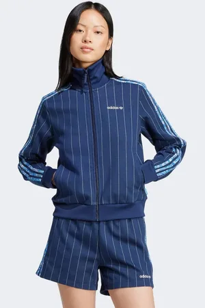 adidas X Liberty London - Mørk indigoblå/kalkhvid træningsjakke med tonede farveblokke