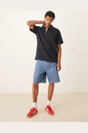 Abercrombie & Fitch Posede denimshorts i mellemblå vask