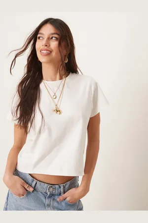 Free People Everyday - Elfenbensfarvet og simpel T-shirt i afslappet pasform-Hvid