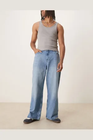 Reclaimed Posede jeans med vide ben i afbleget vask-Blå