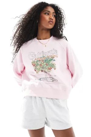 Cotton On Cotton On - Lyserød sweatshirt med rund hals og grafisk markedsprint