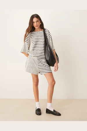 ASOS Shorts med blandede teksturerede striber - Del af sæt-Multifarvet
