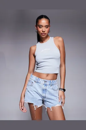 ASOS Lyseblå og forvaskede denimshorts i afslappet pasform med flænger