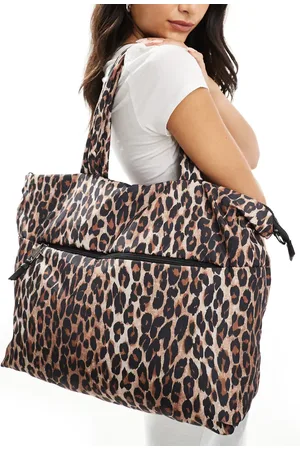Accessorize Lille tote med hank og crossbody-strop i nylon med leopardprint