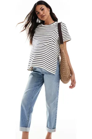 ASOS ASOS DESIGN Maternity - Lyseblå og højtaljede mom-jeans med afslappet pasform