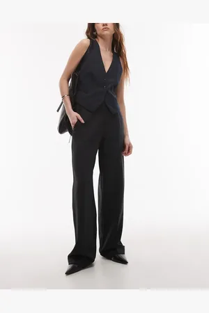 Topshop Sorte bukser med lige ben i twill