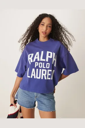 Ralph Lauren Blå T-shirt med logo i firkantet pasform