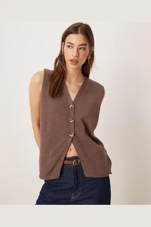 ASOS Chokoladebrun strikket vest med afslappet pasform