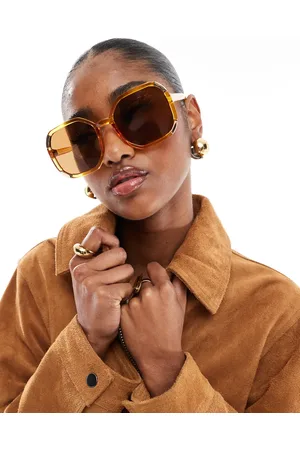 AJ Morgan Oversized runde solbriller med guldfarvet stel og brune glas