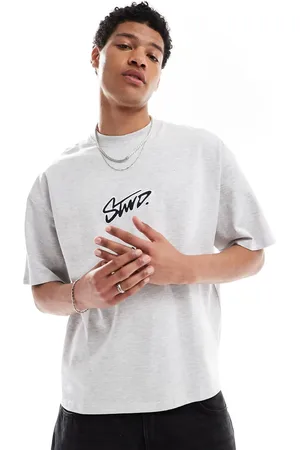 Pull&Bear STWD - Gråmeleret T-shirt med logo foran