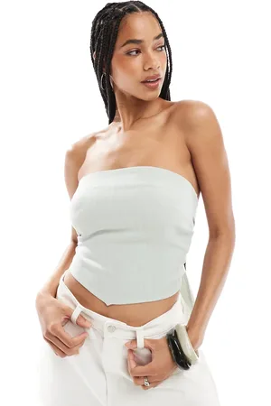 ASOS Bandeau-top med bindebånd på ryggen i hørlook-Grøn