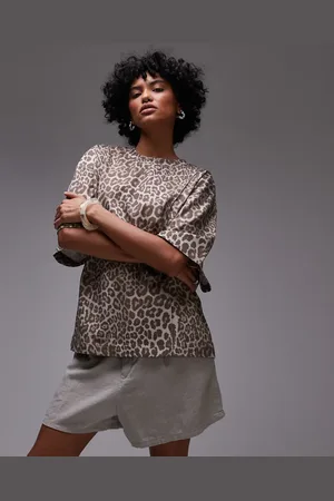& OTHER STORIES Afslappet T-shirt med paneldetalje og leopardprint i jersey-Neutral