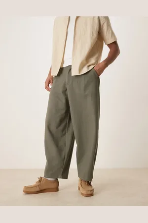 ASOS Kakifarvede twill-bukser med barrel-ben-Grøn
