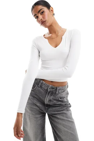 Hollister Ribstrikket og croptop med dyb udskæring
