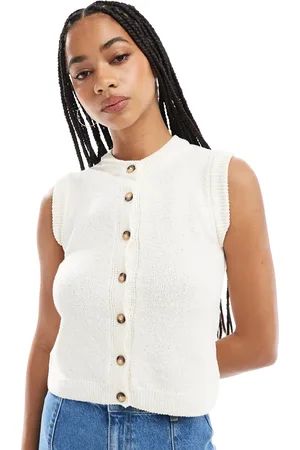 ASOS Ecrufarvet strikket tanktop i bouclé-Hvid