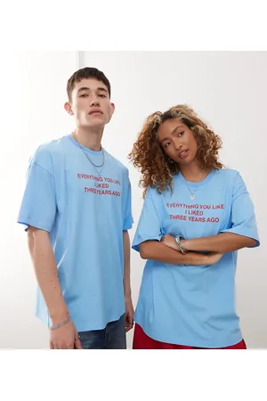 COLLUSION Unisex-T-shirt med rødt sloganprint