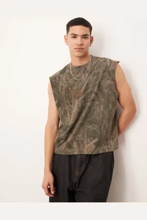 Abercrombie & Fitch Premium - Kraftig cropped overdel med grønt camouflage-print