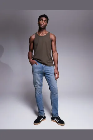 ASOS Jeans i mørkeblå vask med farveskær i slim fit