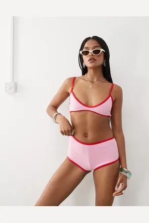 COLLUSION Pink bikinitrusser i frotté-Rød
