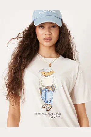 Ralph Lauren Råhvid T-shirt med bjørneprint