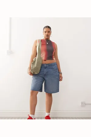 Noisy May Blå bermudashorts med høj talje i denim