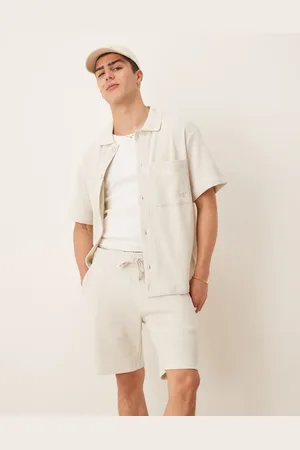 Calvin Klein Råhvide shorts med chunky vaffeltekstur-Neutral