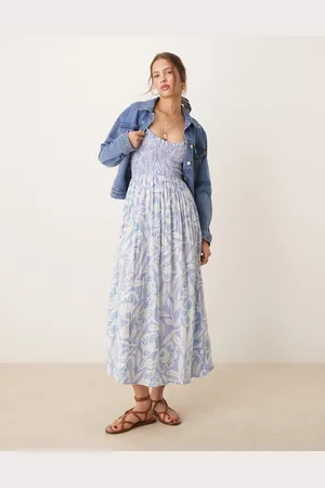 Free People Sweet Nothings - Blå midikjole med print