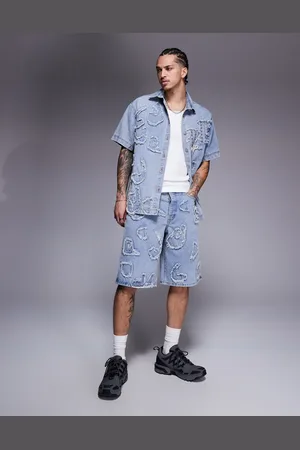 Liquor N Poker Jorts med slidte detaljer i denim