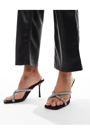 Simmi London Simmi London - Aubriella - Sorte mules med krydsende og udsmykkede stropper