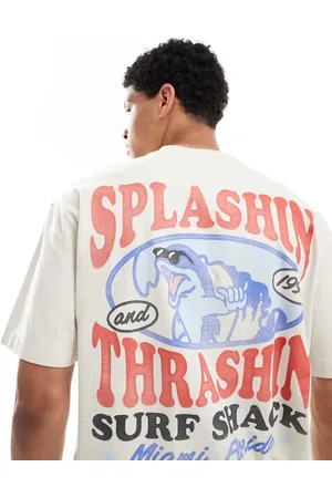 Hollister Cremehvid T-shirt med firkantet pasform og dyreprint-Neutral