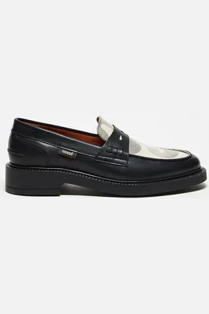 Noak Made in Portugal - Sorte loafers i læder med geometrisk design