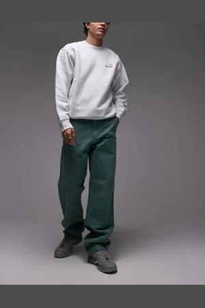 Carhartt Forvaskede grønne bukser med dobbelt knæ