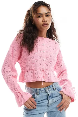 Miss Selfridge Lyserød strikket cardigan med bindetalje