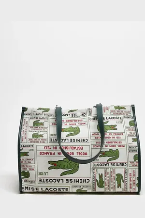 Lacoste Råhvid taske i jacquardvævet stof med gennemgående logo og broderi