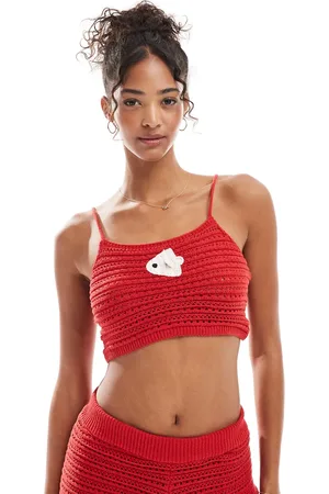 Stradivarius STR - hæklet croptop - Del af sæt