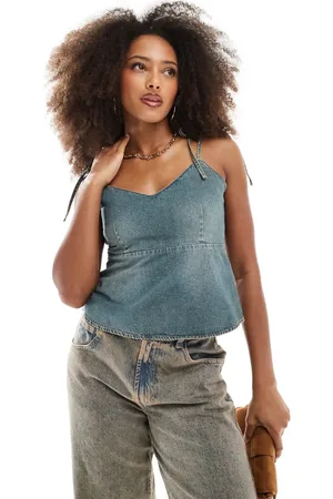 JJXX Vintage-blå denimtop med stropper
