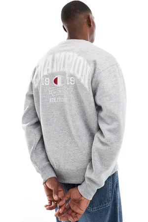 Champion Grå sweatshirt med college-print på ryggen og rund hals
