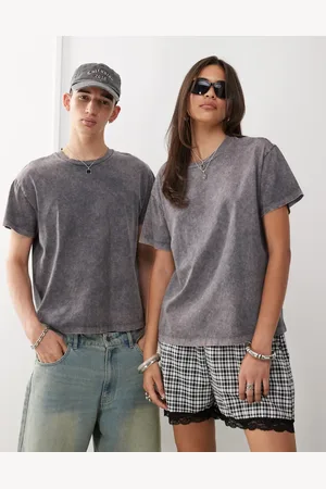 Reclaimed Cropped unisex-T-shirt i syrevask i firkantet pasform