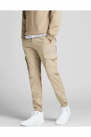 JACK & JONES Paul - Cremefarvede tapered cargobukser i jersey-Hvid