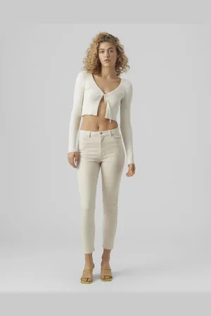 VERO MODA Ecrufarvede jeans i lige pasform-Neutral
