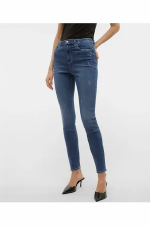 VERO MODA Mellemblå skinny-jeans i denim