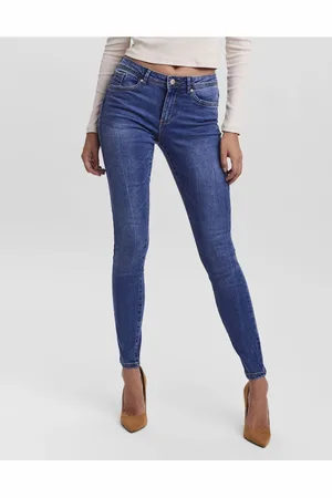 VERO MODA Mellemblå skinny-jeans i denim