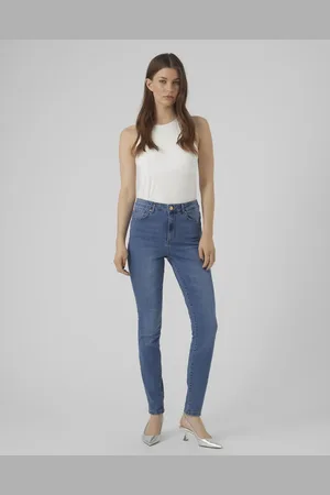 VERO MODA Mellemblå skinny-jeans i denim