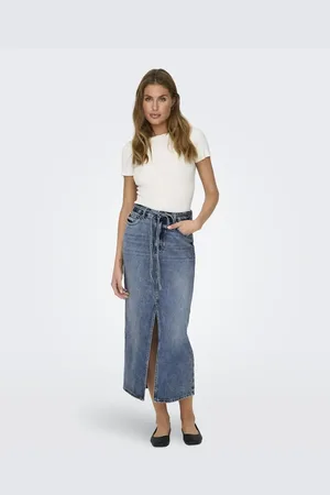 ONLY Mellemblå denimnederdel