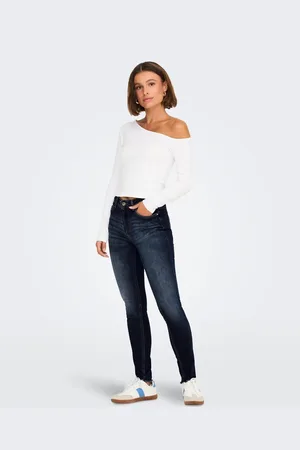 ONLY Mørkeblå jeans i denim i skinny fit