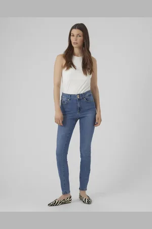 VERO MODA Mellemblå skinny-jeans i denim