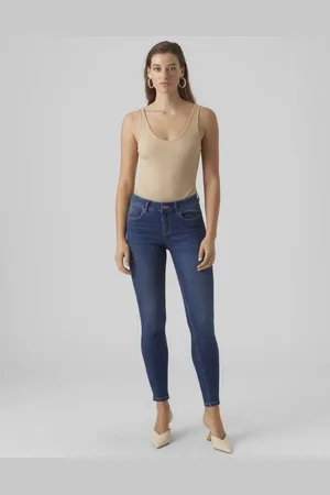 VERO MODA Mellemblå Slim Fit-jeans i denim