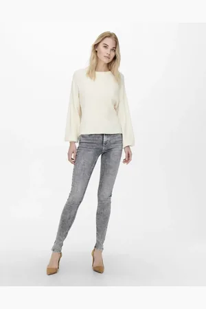 ONLY Lysegrå denimjeans i skinny fit