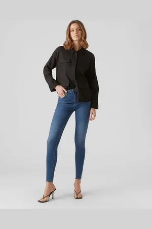 VERO MODA Mellemblå skinny-jeans i denim