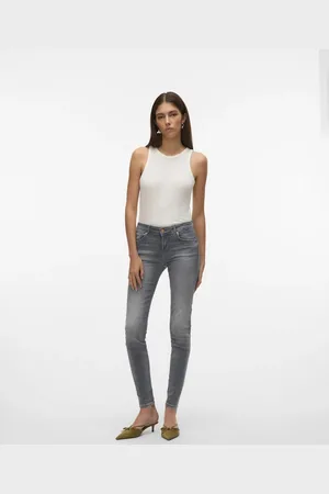 VERO MODA Mellemgrå jeans i denim i slim fit